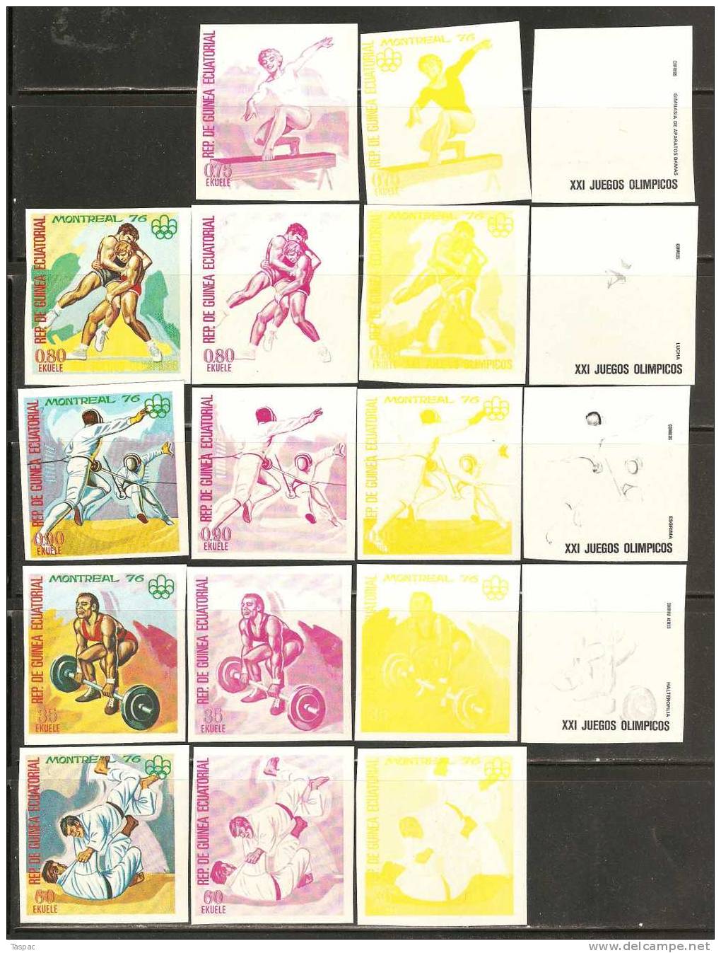 Equatorial Guinea 1976 Mi# A 860-A 866, A 868-A 870 ** MNH - Imperf., Colour Proof - Sommer 1976: Montreal