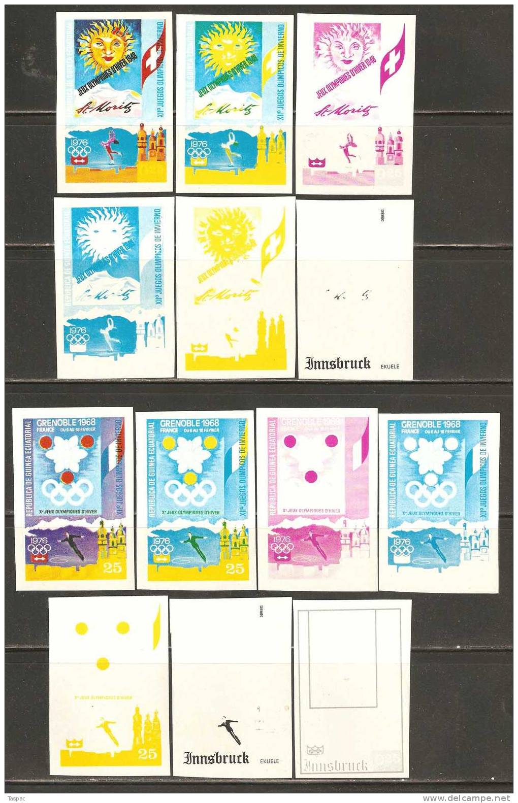 Equatorial Guinea 1975 Mi# A 535-A 545 ** MNH - Imperf., Colour Proof - Hiver 1976: Innsbruck