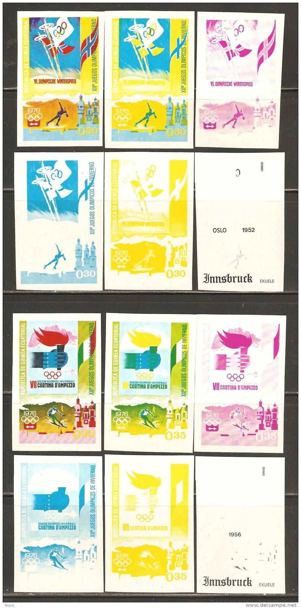 Equatorial Guinea 1975 Mi# A 535-A 545 ** MNH - Imperf., Colour Proof - Hiver 1976: Innsbruck