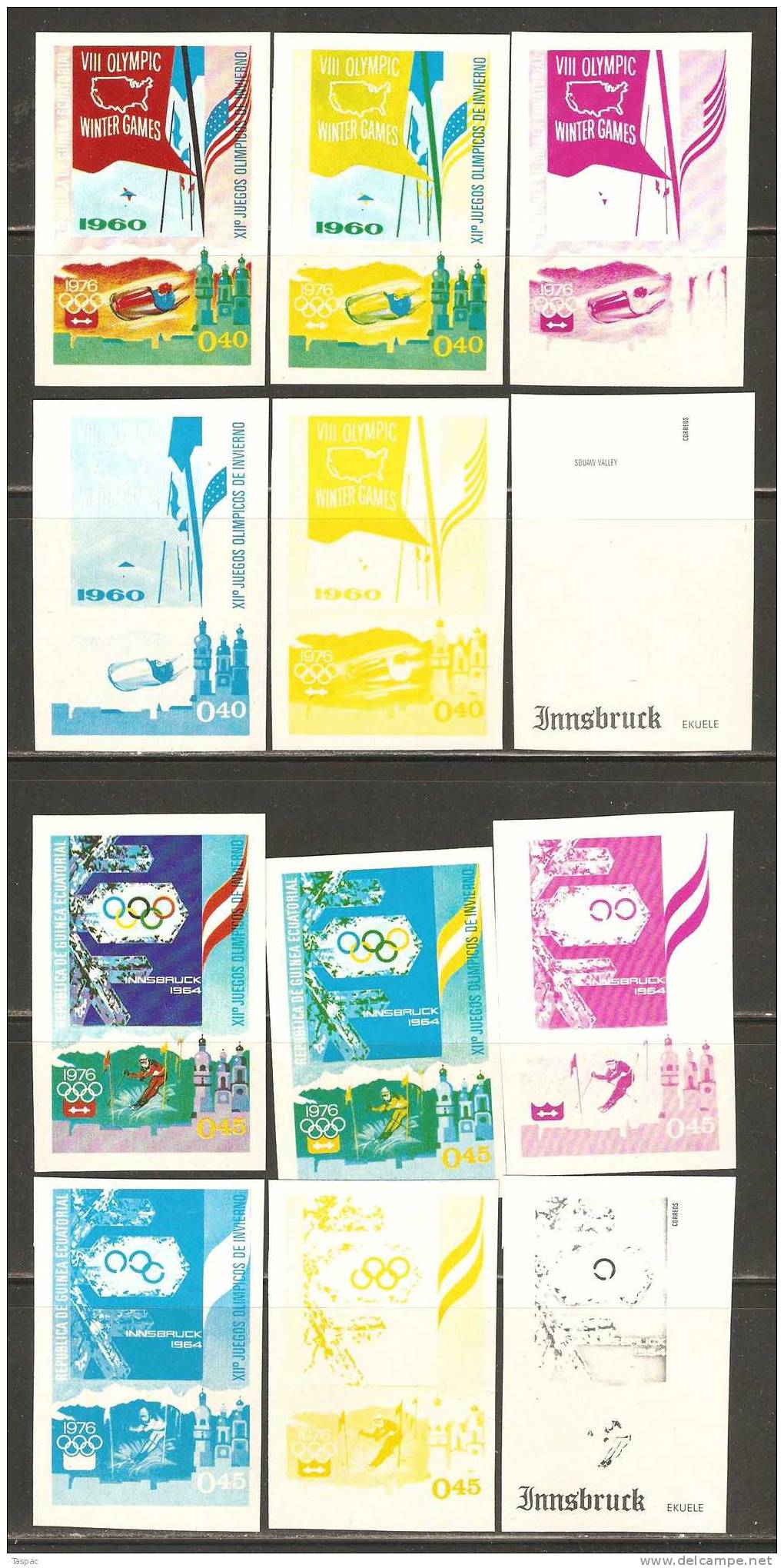 Equatorial Guinea 1975 Mi# A 535-A 545 ** MNH - Imperf., Colour Proof - Hiver 1976: Innsbruck