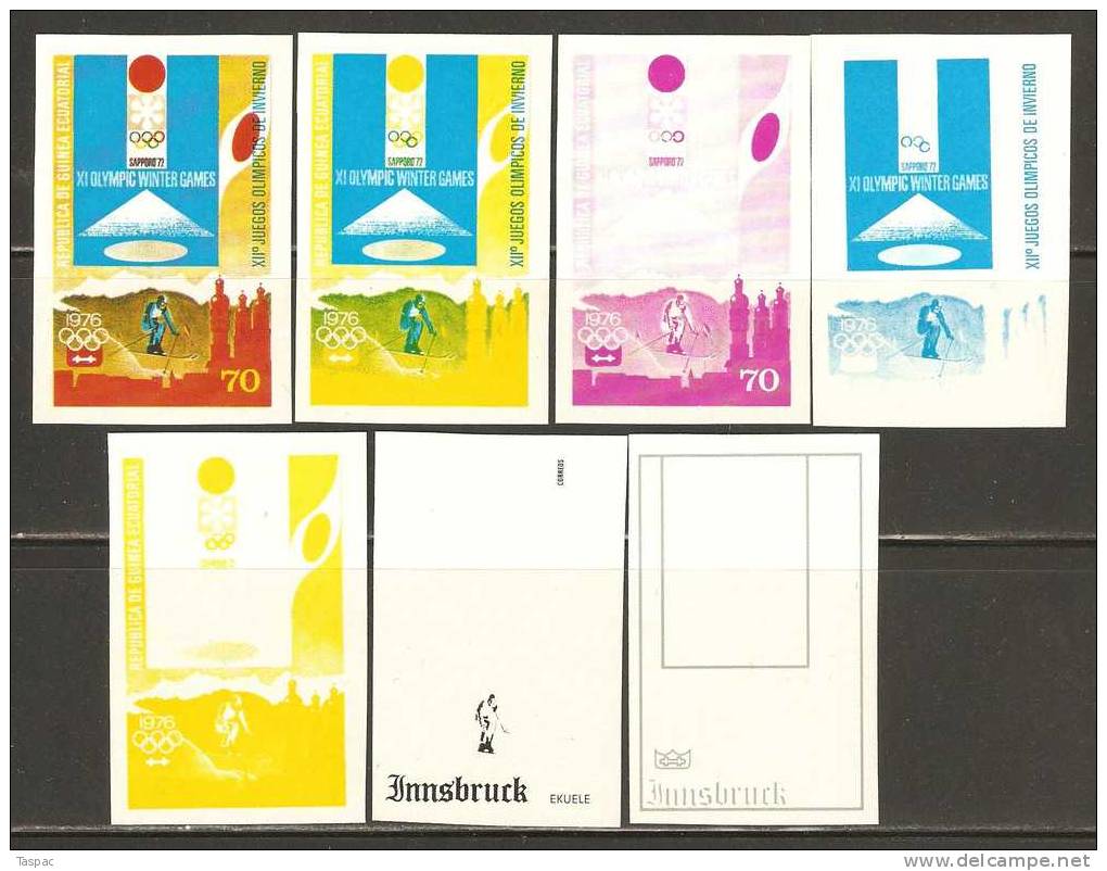 Equatorial Guinea 1975 Mi# A 535-A 545 ** MNH - Imperf., Colour Proof - Winter 1976: Innsbruck