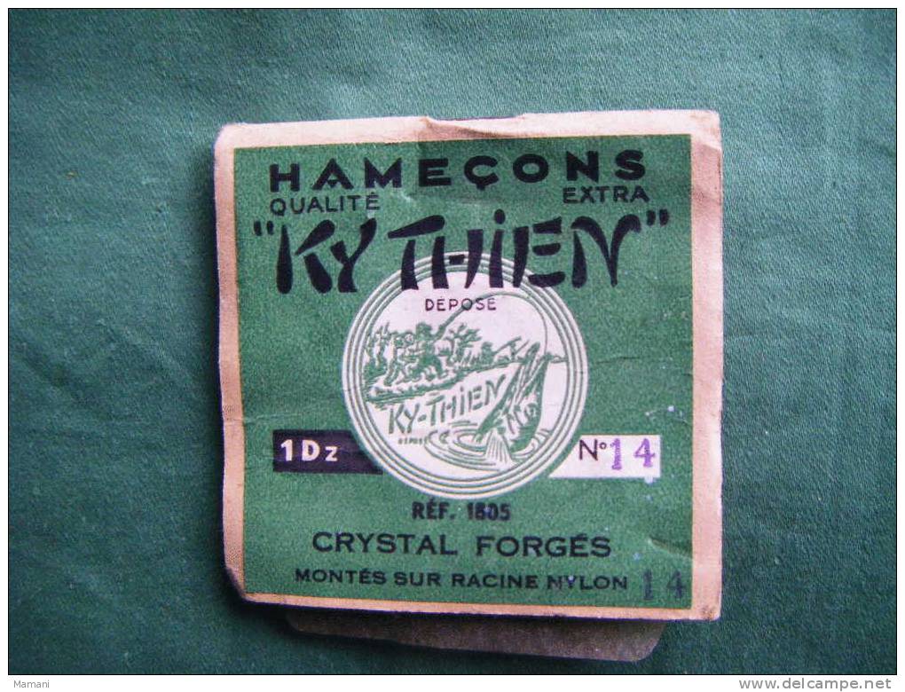 Hamecons -ky Thien- Ref 1805 N°14 -quantites 6-crystal Forges Montes Sur Racine Nylon- Pour Collection -peche - Advertising