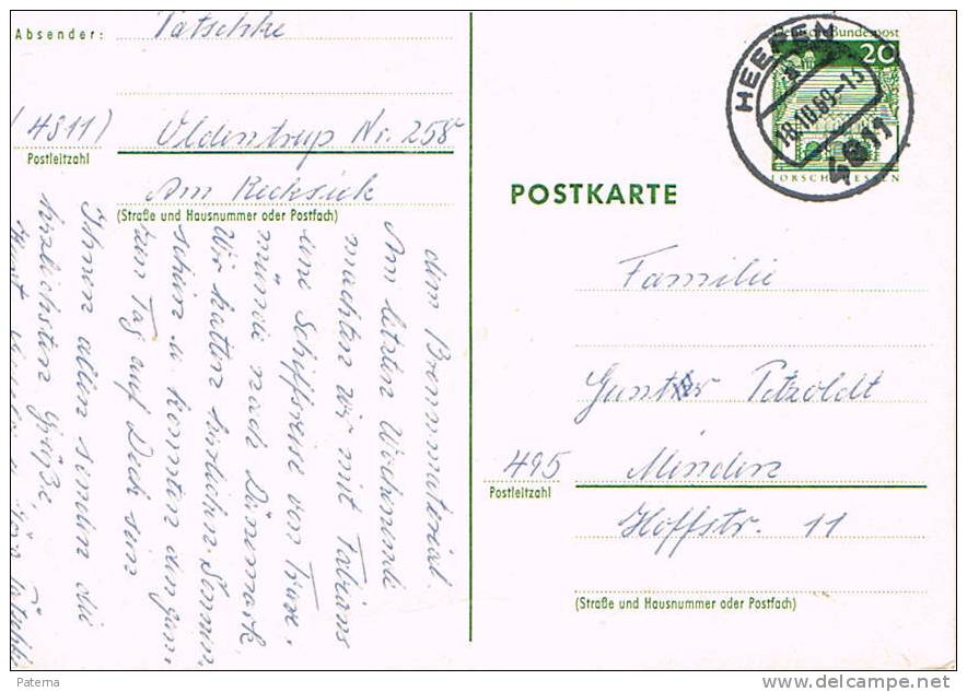 Entero Postal , HEEPEN 1969  (Alemania ) , Entier Postal, - Cartoline - Usati