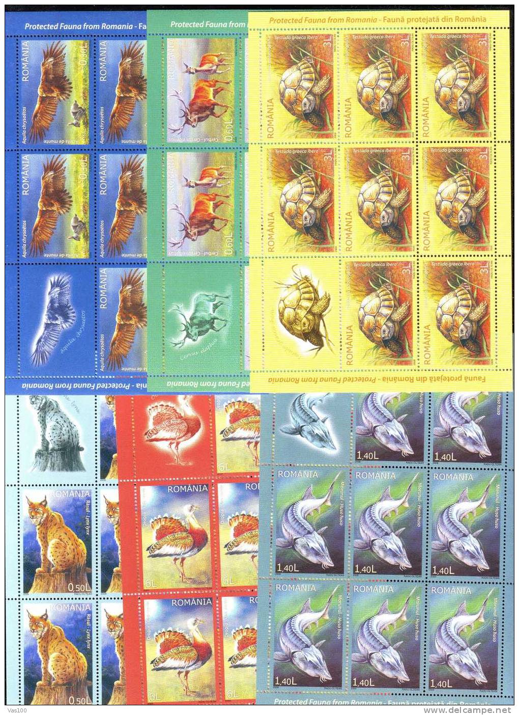 RO 2009 Protected Fauna,Tortoise,Lynx,Eagle ,Beluga,MNH M/s - Full Sheets & Multiples