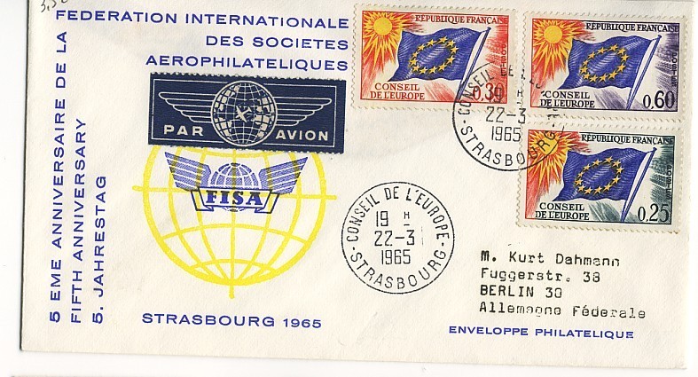 LETTRE DE EUROPA EN 22/03/1965 CONSEIL DE L'EUROPE PAR AVION POUR BERLIN - 1965
