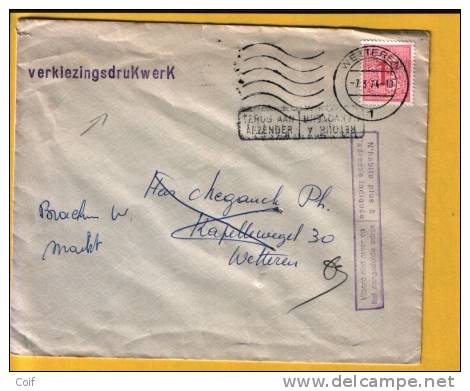 859 Op Verkiezingdrukwerk Met Stempel WETTEREN, + Stempel WOONT NIET MEER.... En ETRUG AAN AFZENDER - 1951-1975 Heraldieke Leeuw