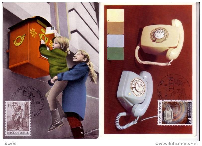 2 CARTES MAXIMUM  BELGIQUE  POSTE  TELEPHONE  COURRIER - 1971-1980