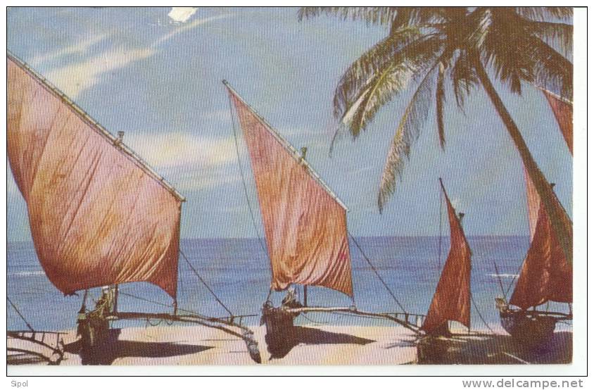 Bateaux De Pêche Au Sri Lanka Circulé En 1974 Dos Divisé Voir Scan - Fishing Boats