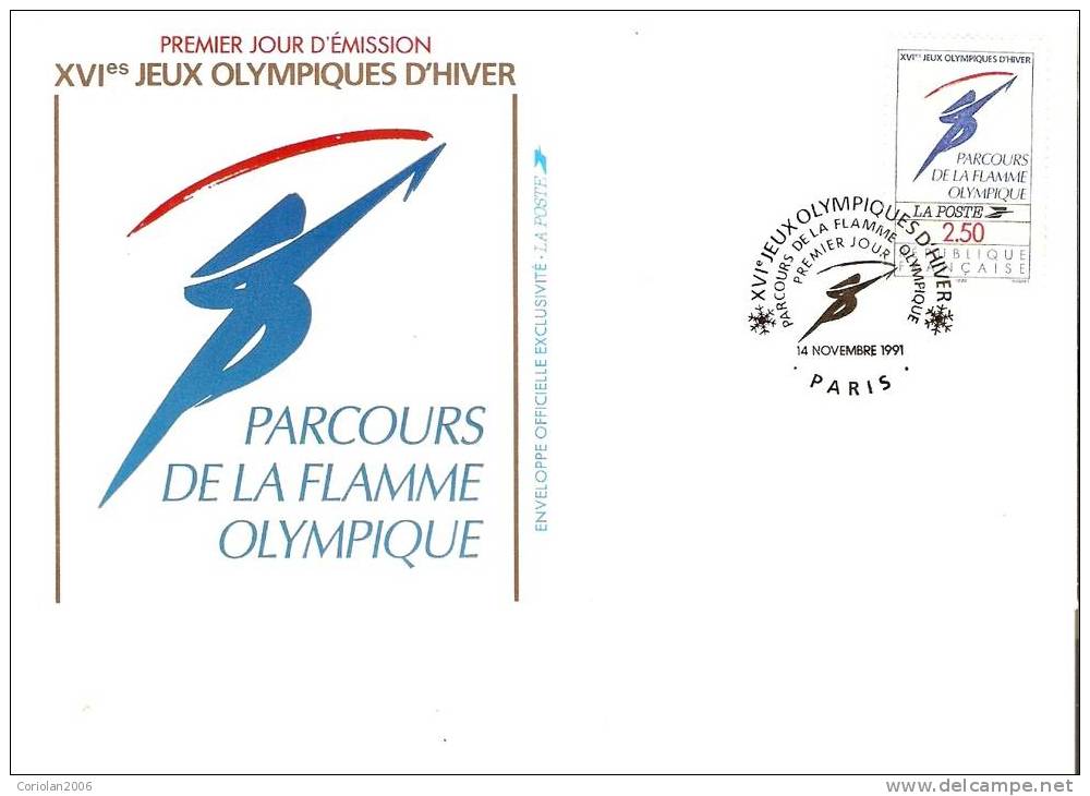 France / FDC / Parcours De La Flamme Olympique - Winter 1992: Albertville