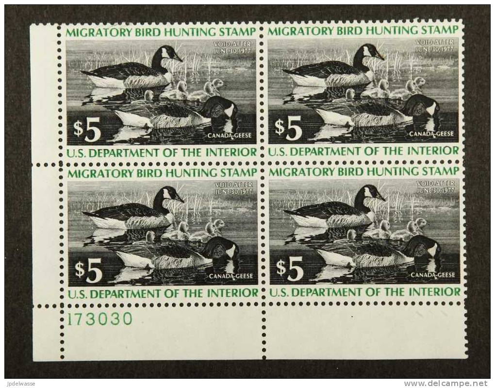 Migratory Bird Hunting Stamp 1976 - Bloc De 4 Numéroté - Duck Stamps