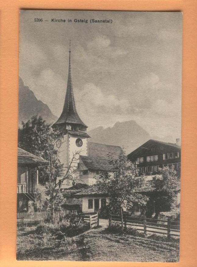 H1128 Gsteig, Kirche Saanstal Val De Saanen Phototypie 5206 - Gsteig Bei Gstaad