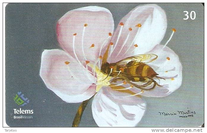 TARJETA DE BRASIL DE UNA  ABEJA Y FLOR (BEE - FLOWER) - Honingbijen