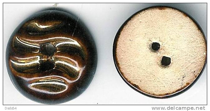 Bouton Céramique Diamétre 25 Mm Brun Et Doré - Buttons