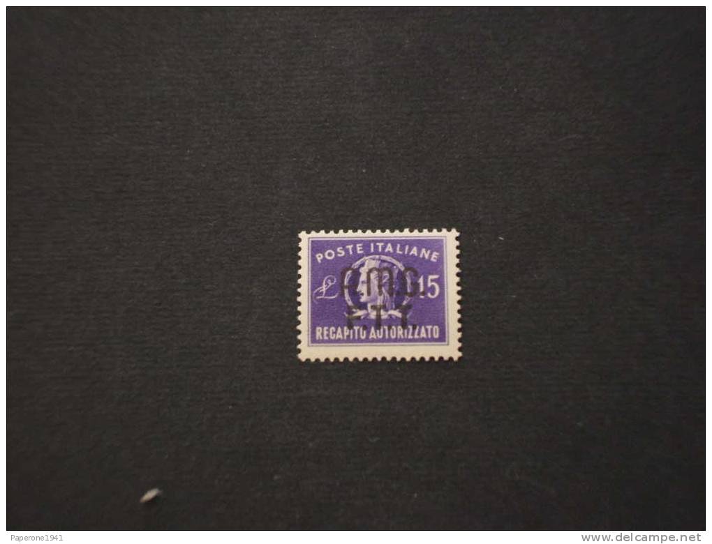 TRIESTE ZONA A-RECAPITO AUTORIZZATO 1949 TURRITA L. 15 NUOVO(++). - Mint/hinged