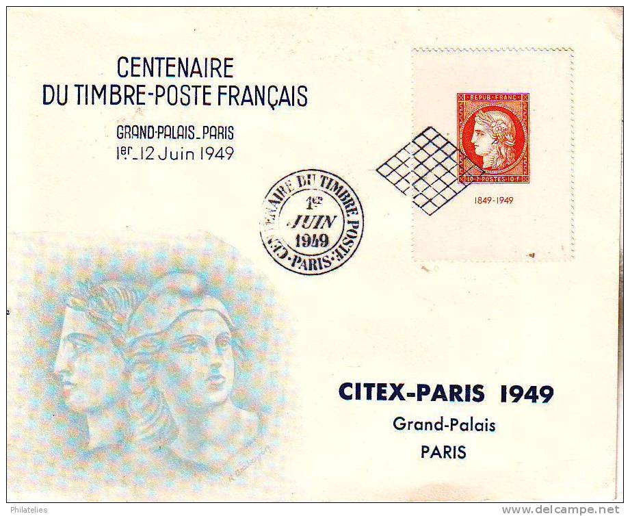 1949 CITEX PARIS CENTENAIRE DU TIMBRE - Lettres & Documents