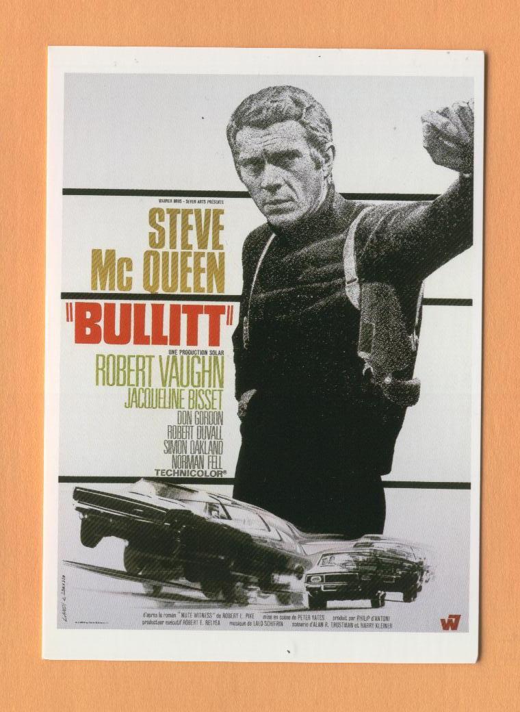 AC017 Bullitt Steve Mc Queen McQueen Vaughn Bisset 1968, Repro Affiche Film.News Prod. 57134. 10,7x15cm Format CP - Affiches Sur Carte