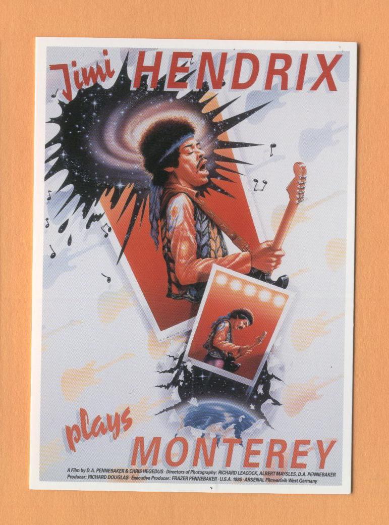 AC027 Jimi Hendrix Plays Monterey Leacock 1986 Affiche Film.News Prod. 57205.Format Mais Pas CP - Affiches Sur Carte