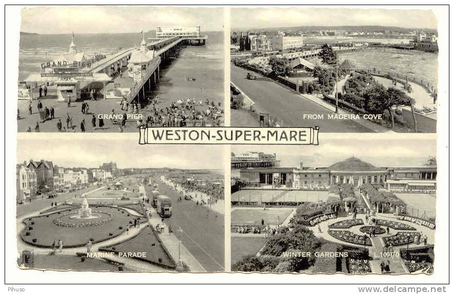 UK574:  WESTON-SUPER-MARE : 4 Picture Postcard - Weston-Super-Mare