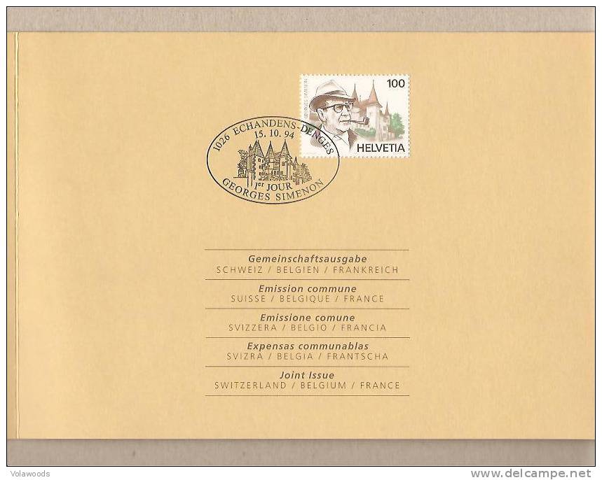 Svizzera - Folder Con Serie Completa Ed Annullo Speciale: Georges Simenon - Police - Gendarmerie