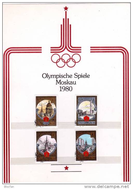 Dokumentation Tourismus Olympiade Moskau 1980 Sowjetunion 4927/8+4940/1 O 28€ Kathedrale Petersburg Set Of USSR CCCP SU - Lettres & Documents