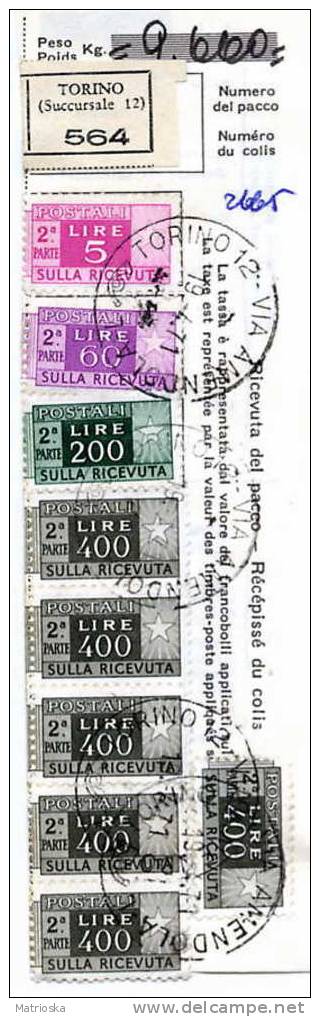 ITALIA - STORIA POSTALE - PACCHI POSTALI RICEVUTA 1971 TORINO 564 - Postal Parcels