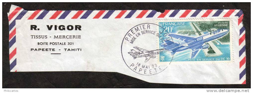 Poste Aérienne N° 74 Oblitération: Premier Jour Mise En Service Du DC10 18 Mai 1973 PAPEETE - Used Stamps