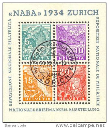 Switzerland #226 Used Souvenir Sheet From 1935 - Blokken