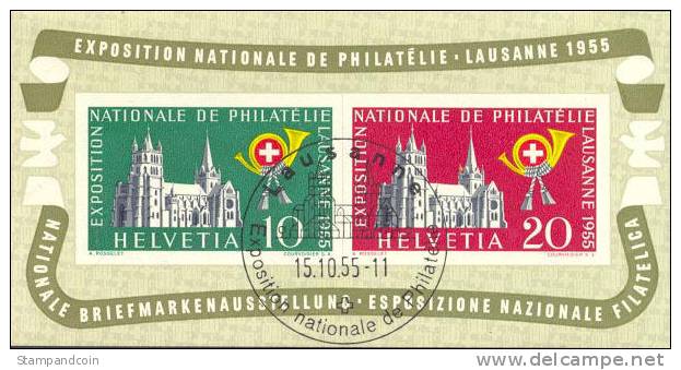 Switzerland #352a Used Souvenir Sheet From 1955 - Blokken