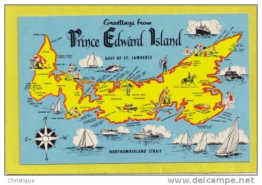 Greetings From Prince Edward Island Map.1960-70s Chrome. - Otros & Sin Clasificación