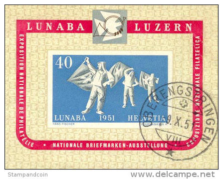 Switzerland B206 XF Used Souvenir Sheet From 1951 - Oblitérés