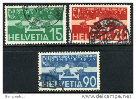 Switzerland C16-18 XF Used Airmail Set From 1932 - Gebruikt