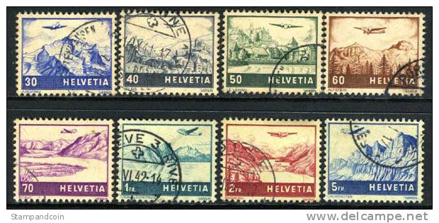 Switzerland C27-34 XF Used Airmail Set From 1941 - Usados