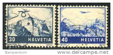 Switzerland C43-44 XF Used Airmail Set From 1948 - Gebraucht