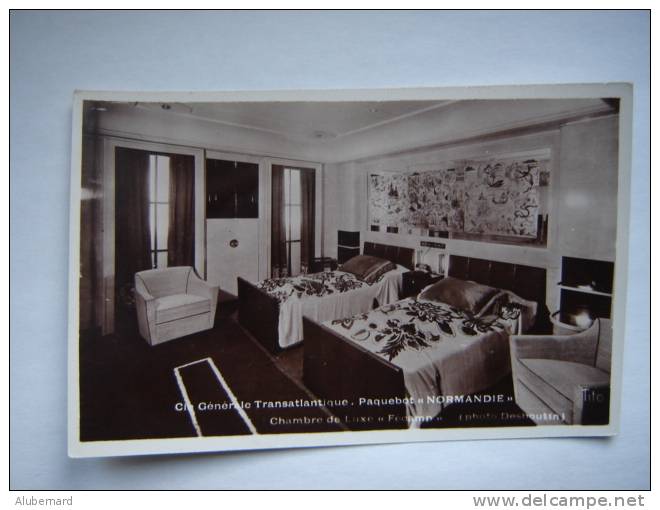 Le "Normandie"  Chambre De Luxe . C.p.photo 14x9 - Dampfer