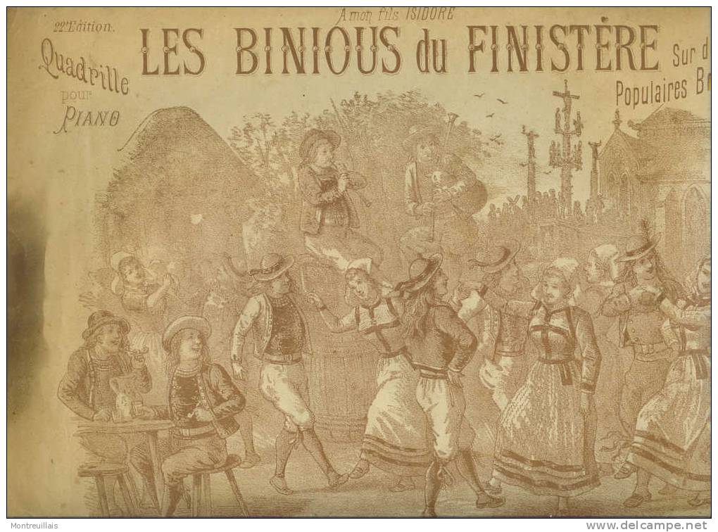 BINIOUS Du FINISTERE, Quadrille Pour Piano, 4 Feuilles, Par LAZENNEC, Airs Populaires Bretons - Klavierinstrumenten