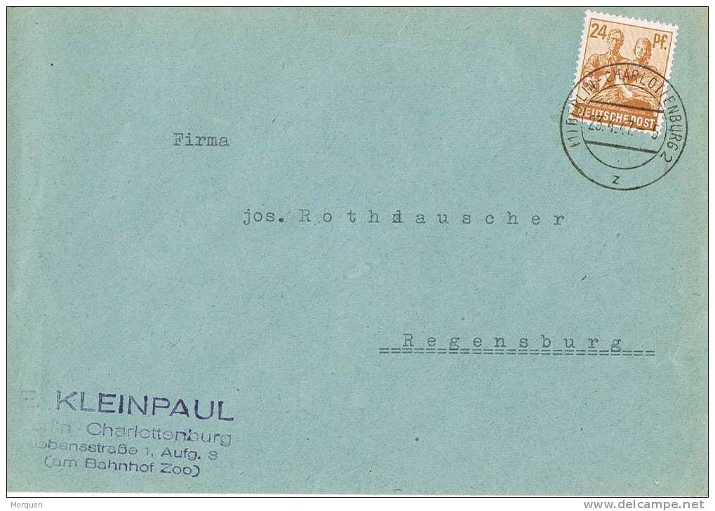 Carta BERLIN- Charlottenburg 1947 (Alemania Zona Anglo Americana). Zoo - Otros & Sin Clasificación