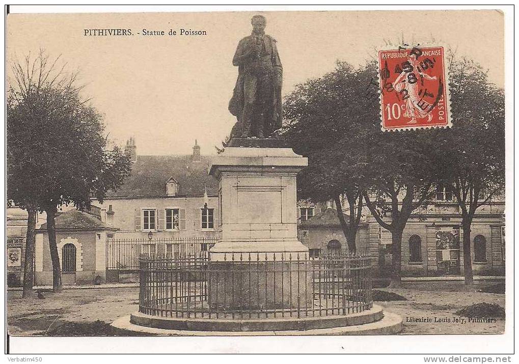 45..PITHIVIERS....STTUE DE POISSON..1912 ...2 SCANS...2 SCANS. - Pithiviers