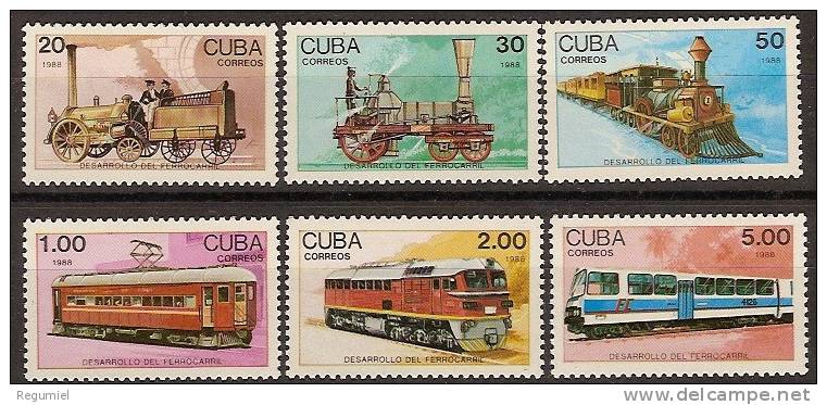 Cuba 2873/2878 ** Trenes. 1988 - Ongebruikt