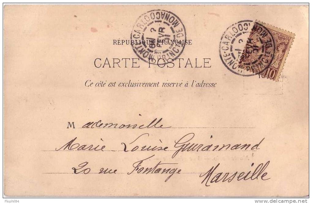 MONACO-MONTE CARLO DU 7-1-1901/SUPERBE CARTE - Other & Unclassified