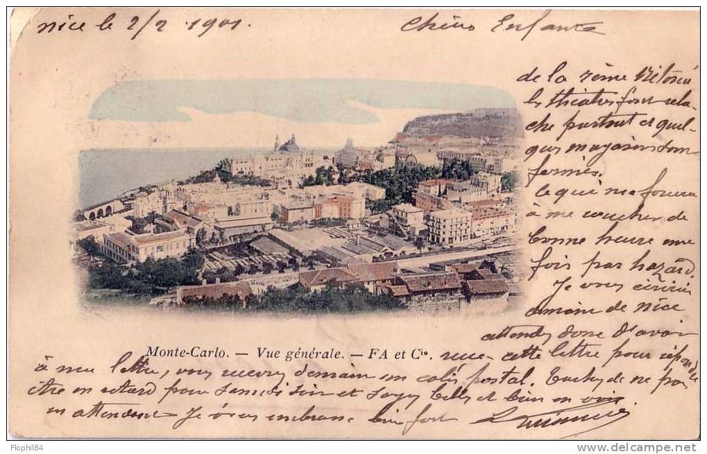 MONACO-MONTE CARLO DU 7-1-1901/SUPERBE CARTE - Autres & Non Classés