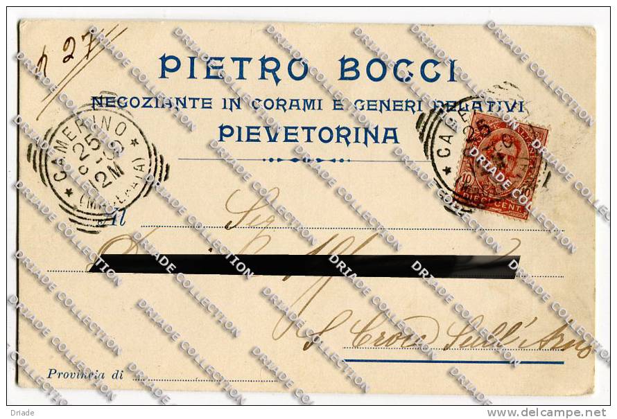 CARTOLINA COMMERCIALE FORMATO PICCOLO PIEVE TORINA MACERATA ANNO 1900 - Macerata