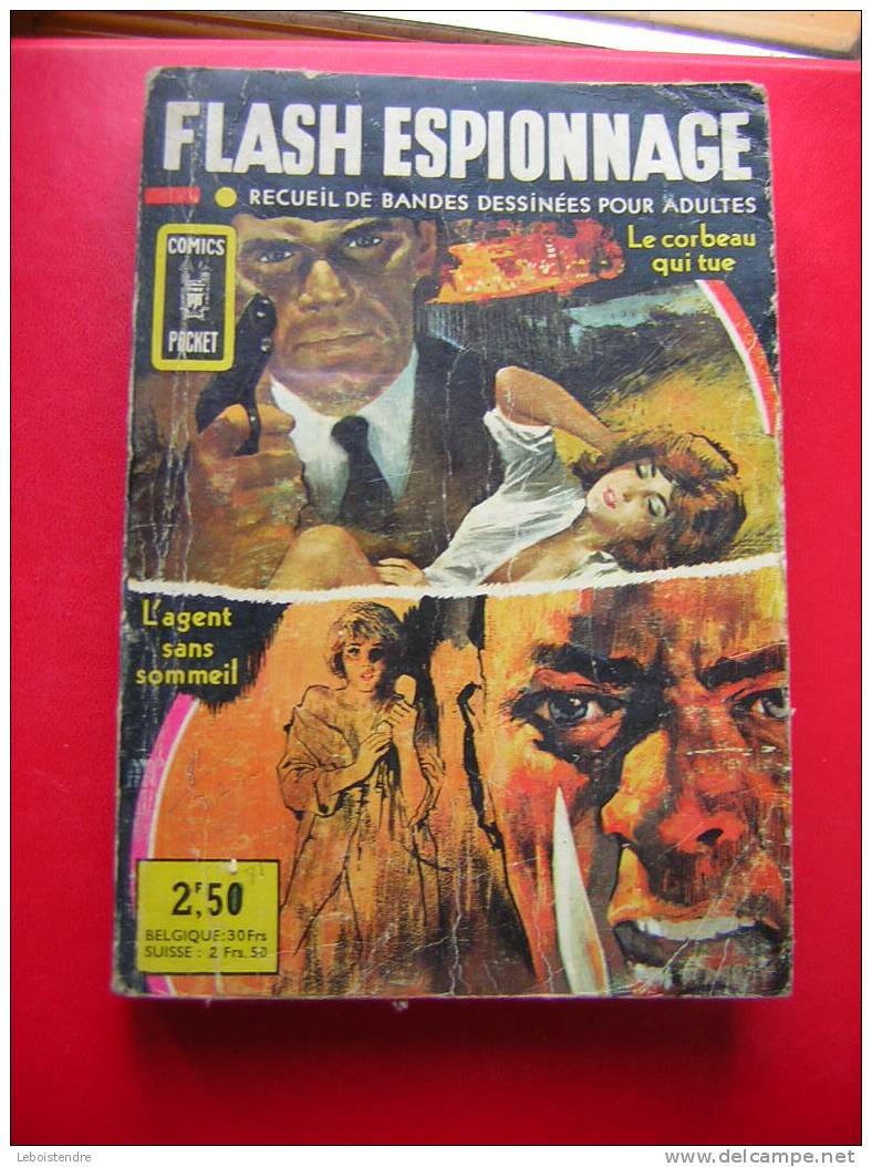 FLASH ESPIONNAGE-RECUEIL N° 3030 DE BANDES DESSINEES POUR ADULTES-COMICS POCKET-5 PHOTOS AREDIT 1968-LE CORBEAU QUI TUE- - Arédit & Artima