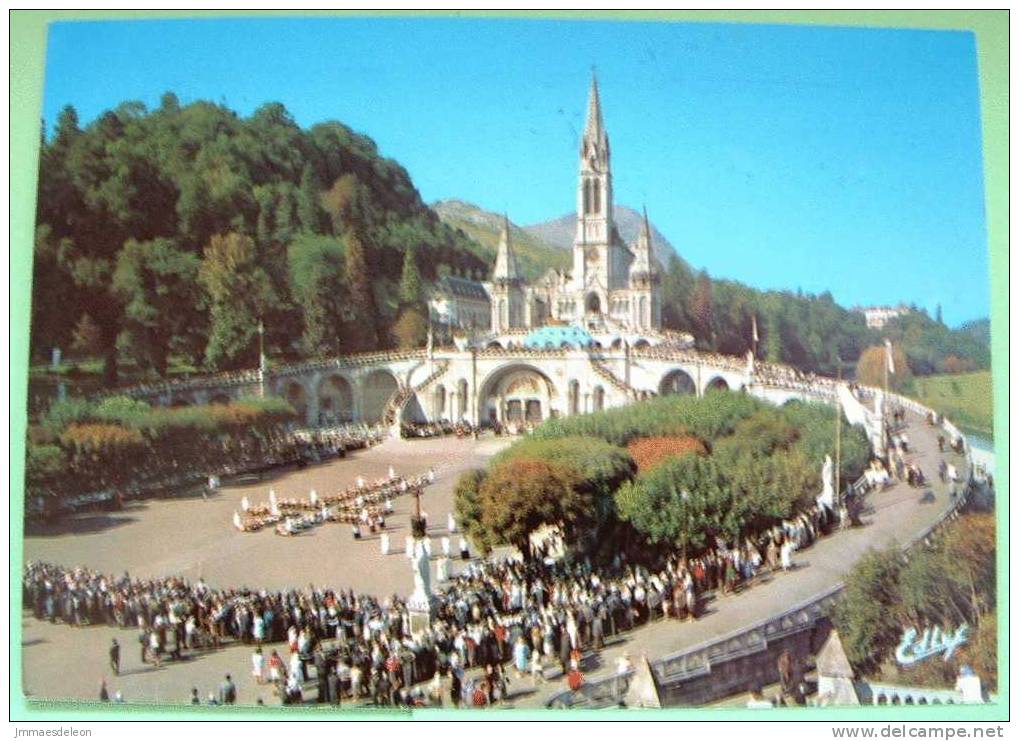 France 2002 Illustrated Postcard Sent To Belgium - Lourdes Religion Nice Lourdes Cancel Cathedral - Covers & Documents