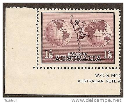 AUSTRALIA - 1937 1/6 Airmail, Part Imprint. Scott C5. Mint Lightly Hinged * - Mint Stamps