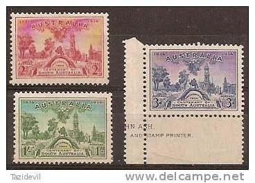 AUSTRALIA - 1936 Centenary Of South Australia. Scott 159-61. Mint Lightly Hinged * - Mint Stamps