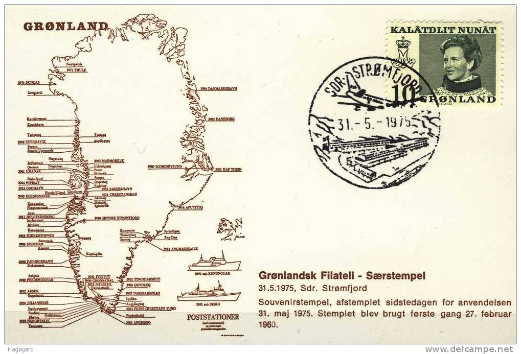 ##F689. Greenland 1975. Postmark Card. Explanation In Danish. Michel 84y. - Covers & Documents