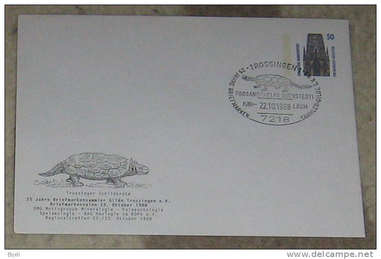 Germany,Proganochelys Quenstedti,cancell And Postal Stationery(entier Postal,Ganzsache)-private (?)1988. - Prehistorics