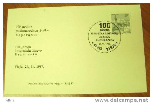 1987 YUGOSLAVIA CARD 100 YEARS OF ESPERANTO VIRJE - Esperanto