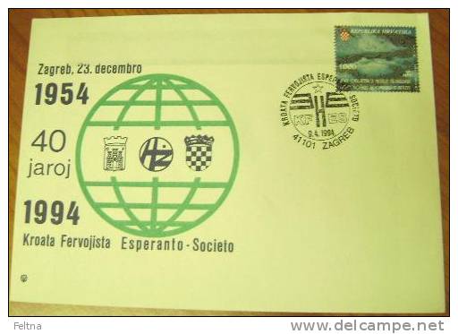 1994 CROATIA COVER 40 YEARS OF ESPERANTO - Esperanto