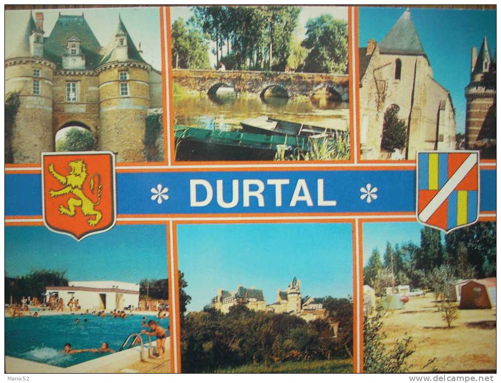 49 - DURTAL - Le Chateau, Le Camping, La Piscine... Multivues Avec Blasons - Durtal